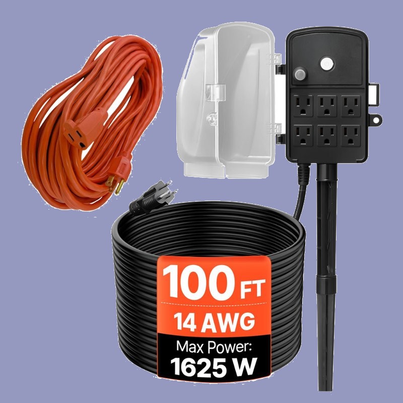 6 Outlet Ground Stake with 100ft Cord